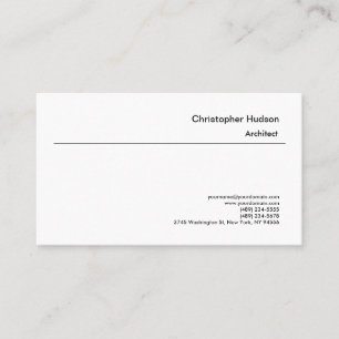 Carte De Visite Professionnel Noir Blanc Simple Plain Architect