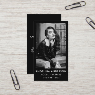 Carte De Visite Professionnel noir et blanc de photo d'acteur