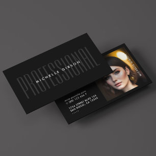 Carte De Visite Professionnel noir simple photo minimaliste