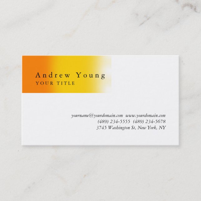 Carte de visite professionnel orange jaune blanc (Devant)