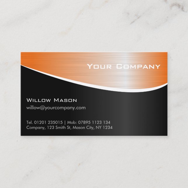 Carte de visite professionnel Orange Steel Effet (Devant)
