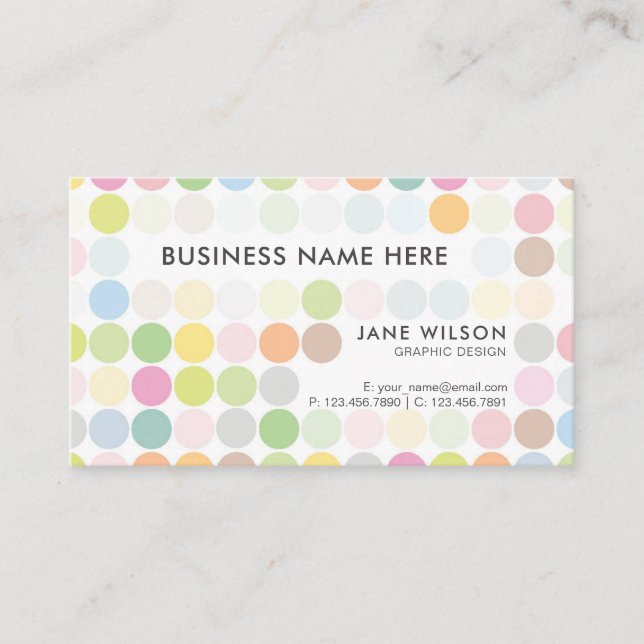 Carte De Visite Professionnel Pastel Polka coloré (Devant)