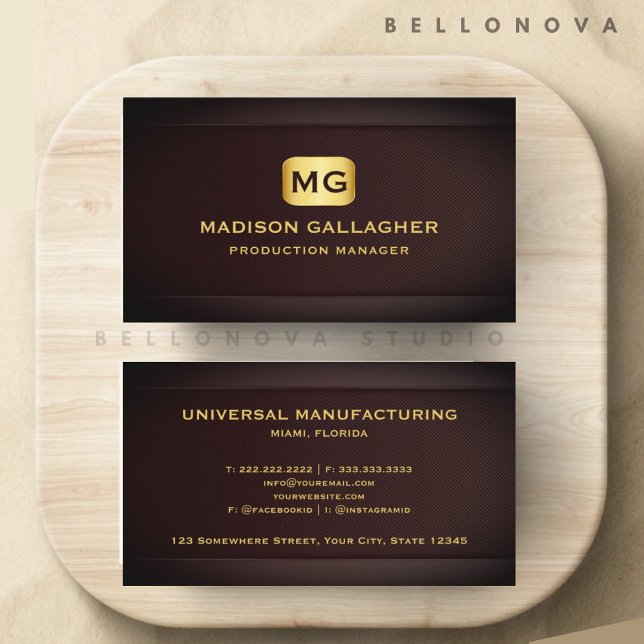 Carte De Visite Professionnel personnalisé de fabrication d'or Mar (Custom Red Maroon Gold Manufacturing Professional Business Card)