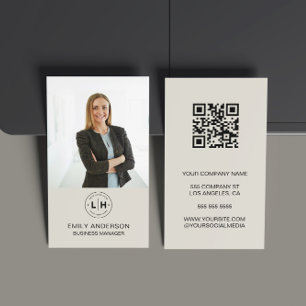 Carte de visite professionnel photo QR minime