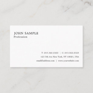 Carte De Visite Professionnel Plain Élégant Moderne Simple Blanc