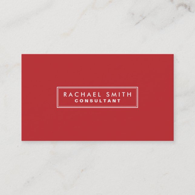 Carte De Visite Professionnel Plain Red Elegant Immobilier (Devant)