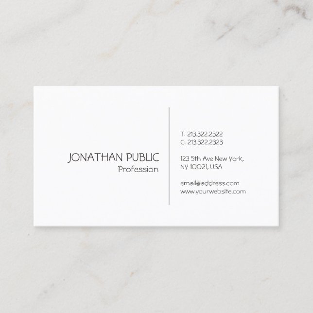 Carte De Visite Professionnel Propre Créatif Élégant Moderne Plain (Devant)