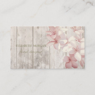 Carte De Visite Professionnel romantique, Fleurs, Texture en bois