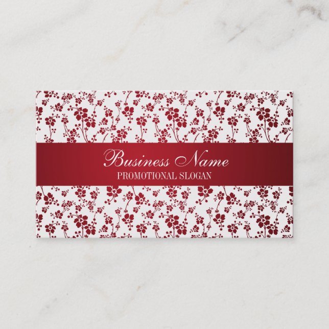 Carte De Visite Professionnel rouge floral de salon (Devant)
