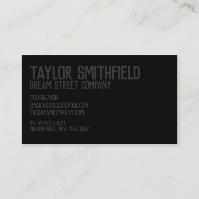 Carte de visite professionnel rustique Matte Black (Devant)