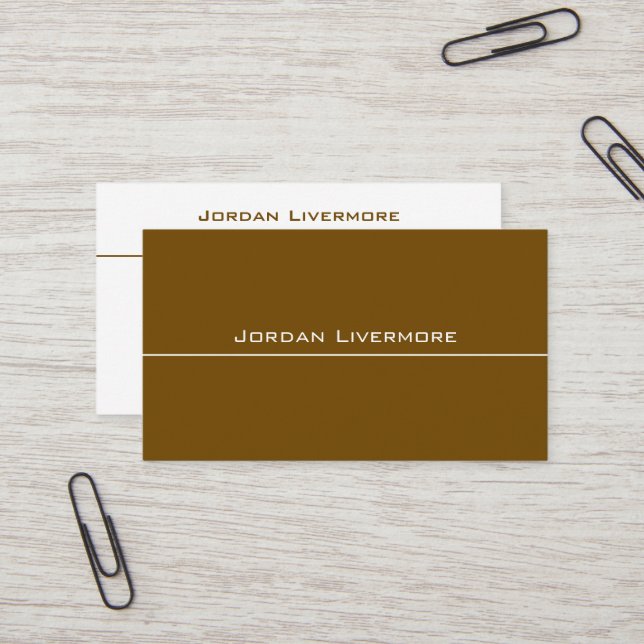 Carte De Visite Professionnel, Simple, Basic, Sepia Brown Moderne (Devant/Arrière en situation)