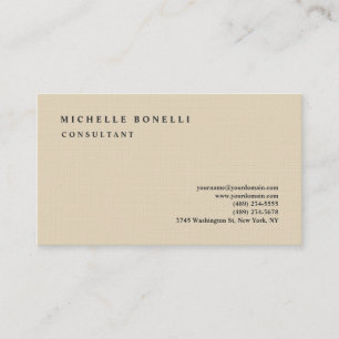 Carte De Visite Professionnel simple classique beige de toile de