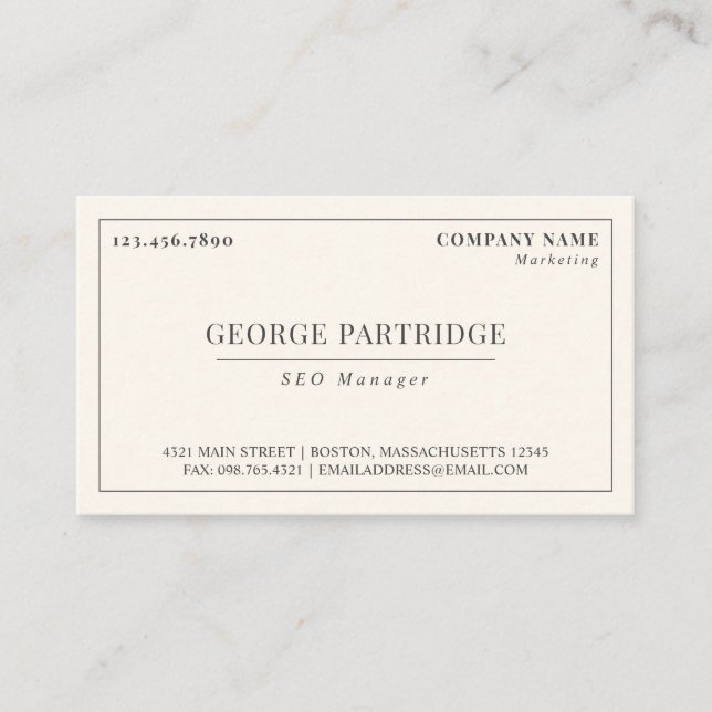 Carte De Visite Professionnel simple élégant (Devant)