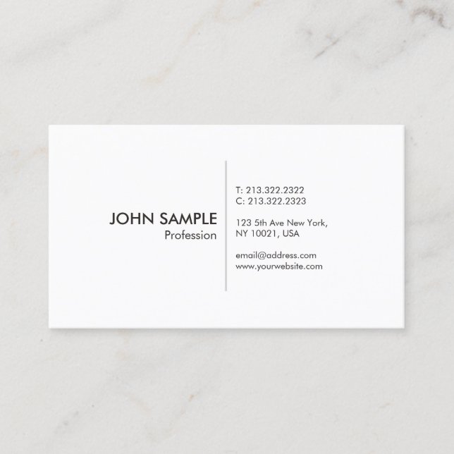 Carte De Visite Professionnel Simple Élégant Blanc Moderne (Devant)