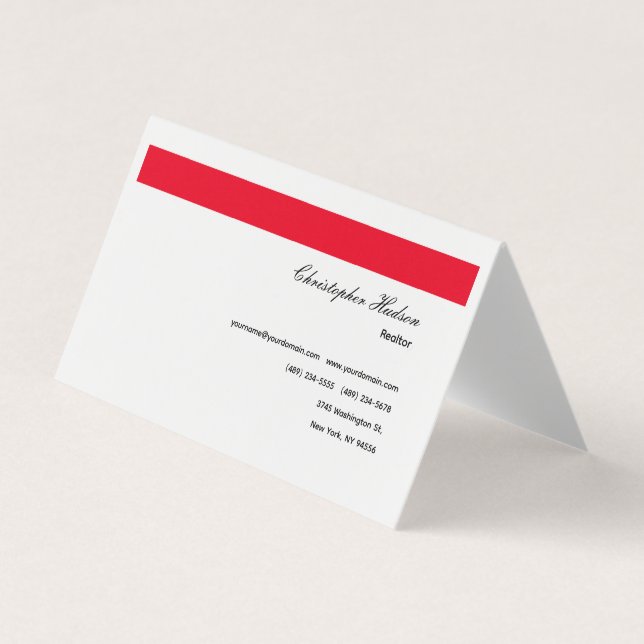 Carte De Visite Professionnel Simple Immobilier simple Rouge Blanc (Devant)