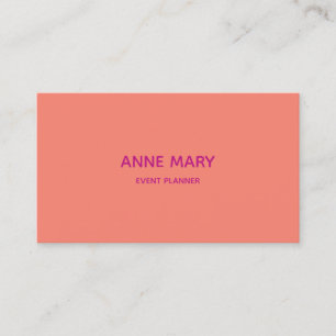 Carte De Visite Professionnel Simple Minimal Orange Rose Personnal