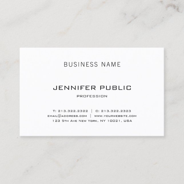 Carte De Visite Professionnel Simple Moderne Élégant Plain Luxe (Devant)