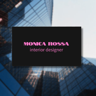 Carte De Visite Professionnel Simple Moderne Neon Rose Noir