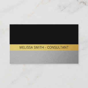 Carte De Visite Professionnel simple (Or, Argent, Noir)