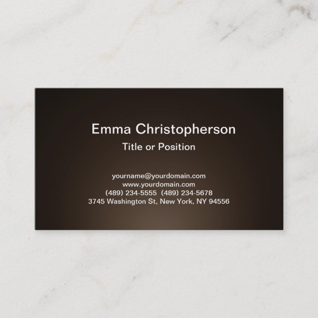 Carte De Visite Professionnel Simple Plain Moderne Sepia Brown (Devant)