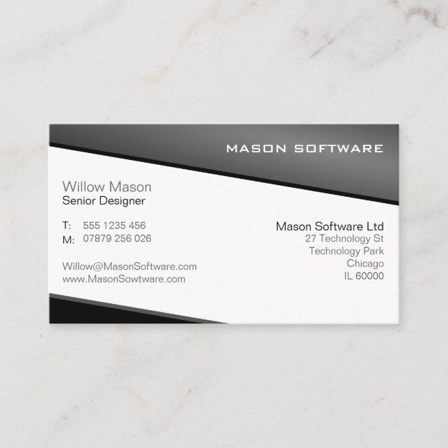Carte de visite professionnel Smart Black et Grey (Devant)