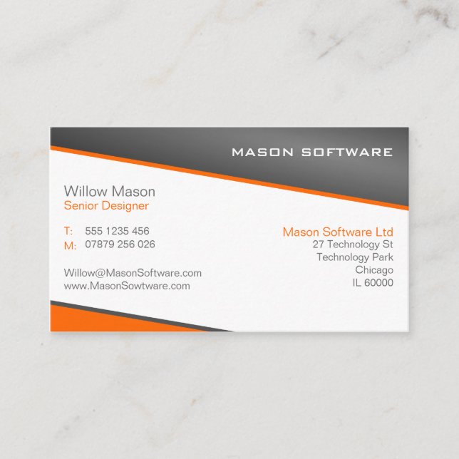 Carte de visite professionnel Smart Orange et Grey (Devant)