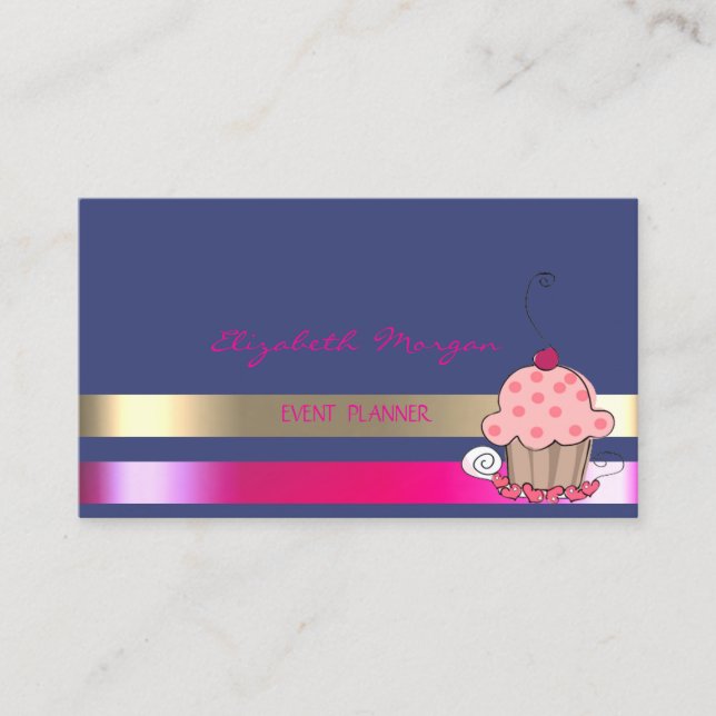 Carte De Visite Professionnel Sophistiqué Moderne, Gratté, Cupcake (Devant)