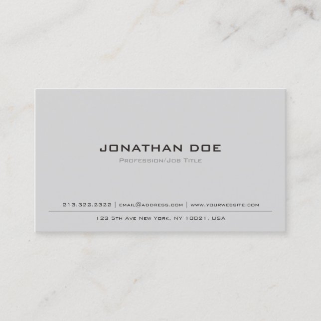 Carte De Visite Professionnel tendance moderne élégant gris Semi b (Devant)