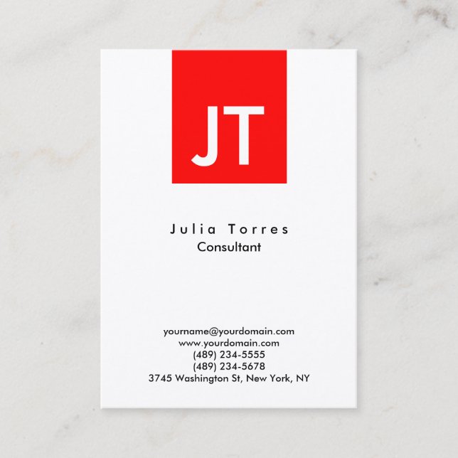 Carte De Visite Professionnel tendance Rouge Blanc (Devant)