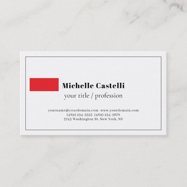 Carte De Visite Professionnel Unique Classique Simple (Devant)