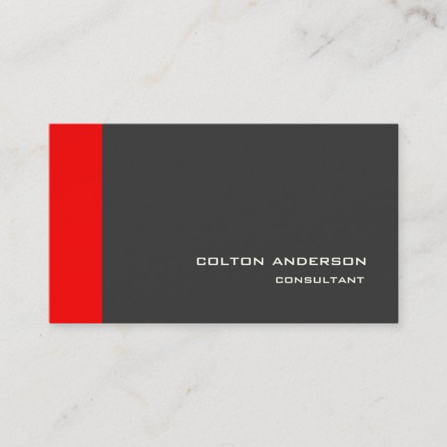 Carte De Visite Professionnel Unique Design Gris Rouge Impressionn (Devant)
