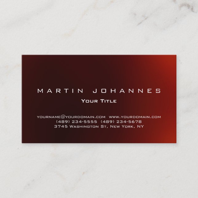 Carte de visite professionnel unique rouge foncé c (Devant)