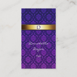 Carte de visite professionnelle à monogramme Damas