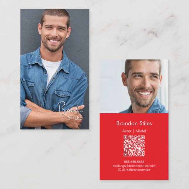 Carte de visite professionnelle avec photo | Code  (Devant / Derrière)