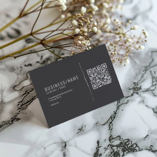 Carte de visite professionnelle avec QR code gris