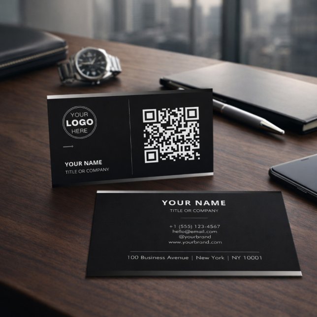 Carte de visite professionnelle avec QR Code noir  (Créateur téléchargé)