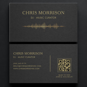 Carte de visite professionnelle DJ Musique Noir Or