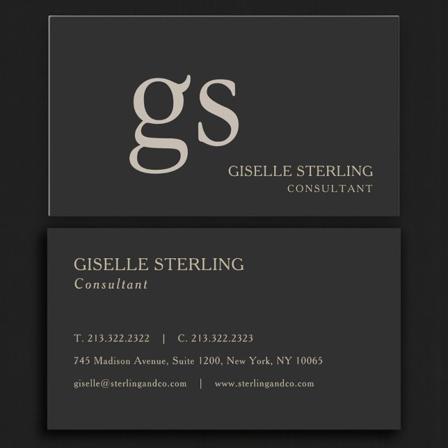 Carte de visite professionnelle Monogram Black (Créateur téléchargé)
