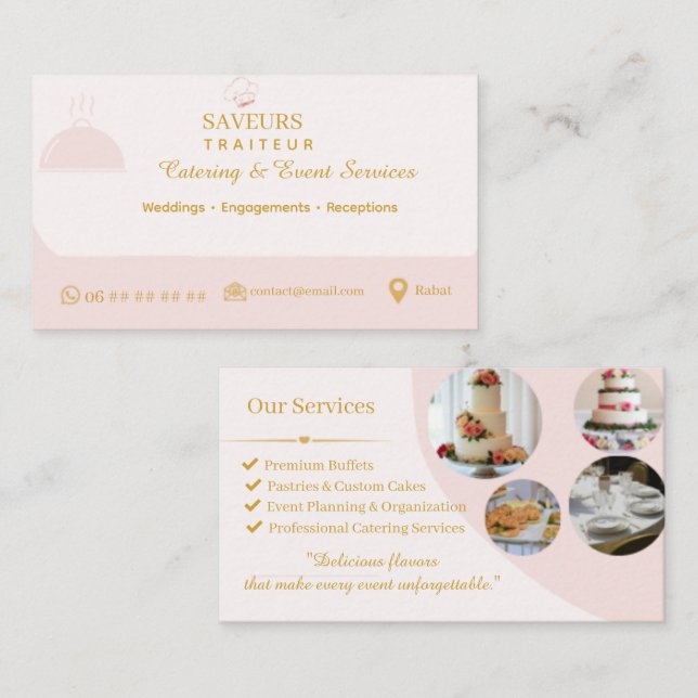 Carte de visite professionnelle pour traiteur (Devant / Derrière)