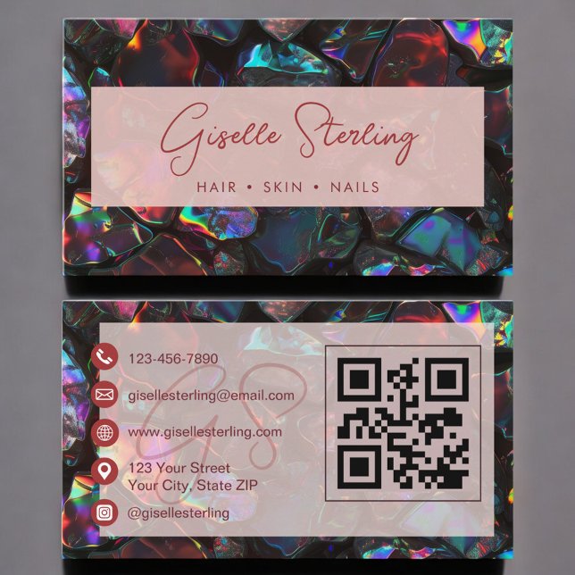 Carte de visite professionnelle QR Code à l'opale  (Créateur téléchargé)