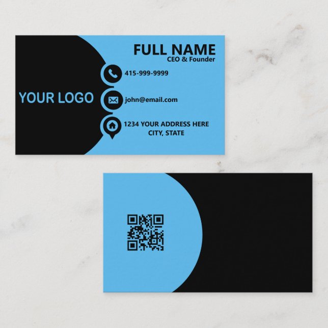 Carte de visite professionnelle QR Code Corporate  (Devant / Derrière)
