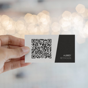 Carte de visite professionnelle QR Code noir et bl