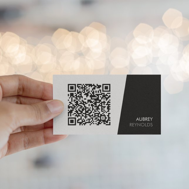 Carte de visite professionnelle QR Code noir et bl (Créateur téléchargé)