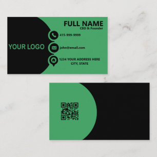 Carte de visite professionnelle QR Code verte et n