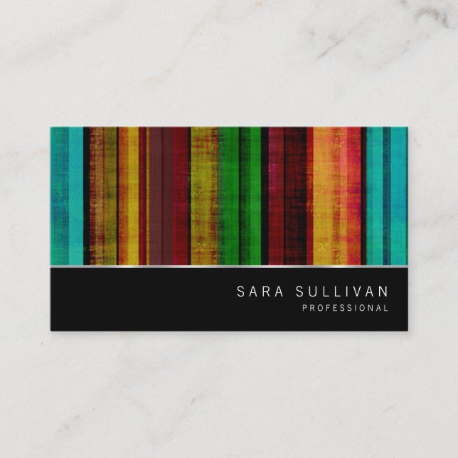 Carte de visite professionnelle Rustic Stripes Mot (Devant)