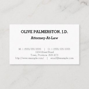 Carte de visite professionnelle simple pour avocat