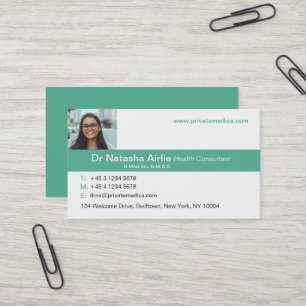 Carte de visite professionnelle verte et blanche s