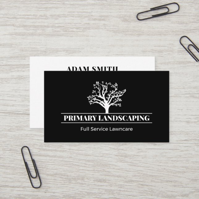 Carte De Visite professionnels du paysage en noir et blanc (Devant/Arrière en situation)