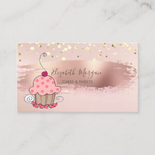 Carte De Visite Professsionnel, Confetti Or, Brush Stroke Cupcake