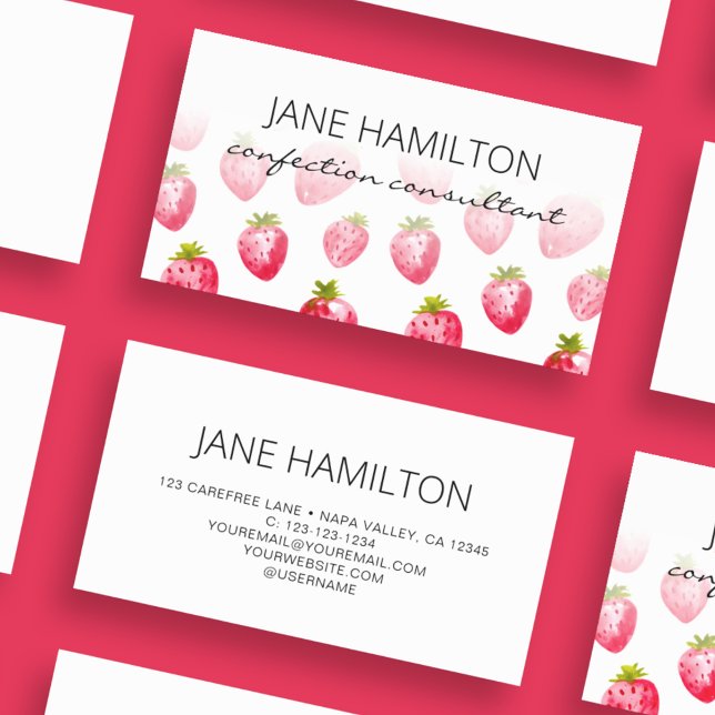 Carte De Visite Profil de confections sucrées aux fraises (Créateur téléchargé)